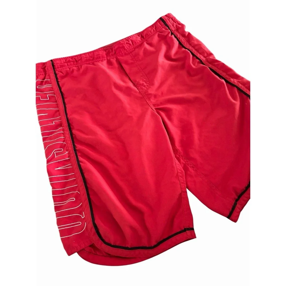 Vintage Quicksilver Spell‎ out Swim Trunks Size Large 16-18 Red